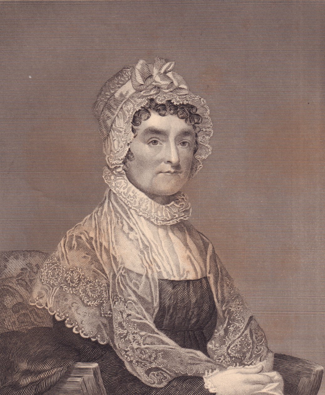 Portret van Abigail Adams (1744-1818), echtgenote van de Amerikaanse president John Adams, gravure door G Stuart en F E Jones door J.B. and Brown J. Rowbotham