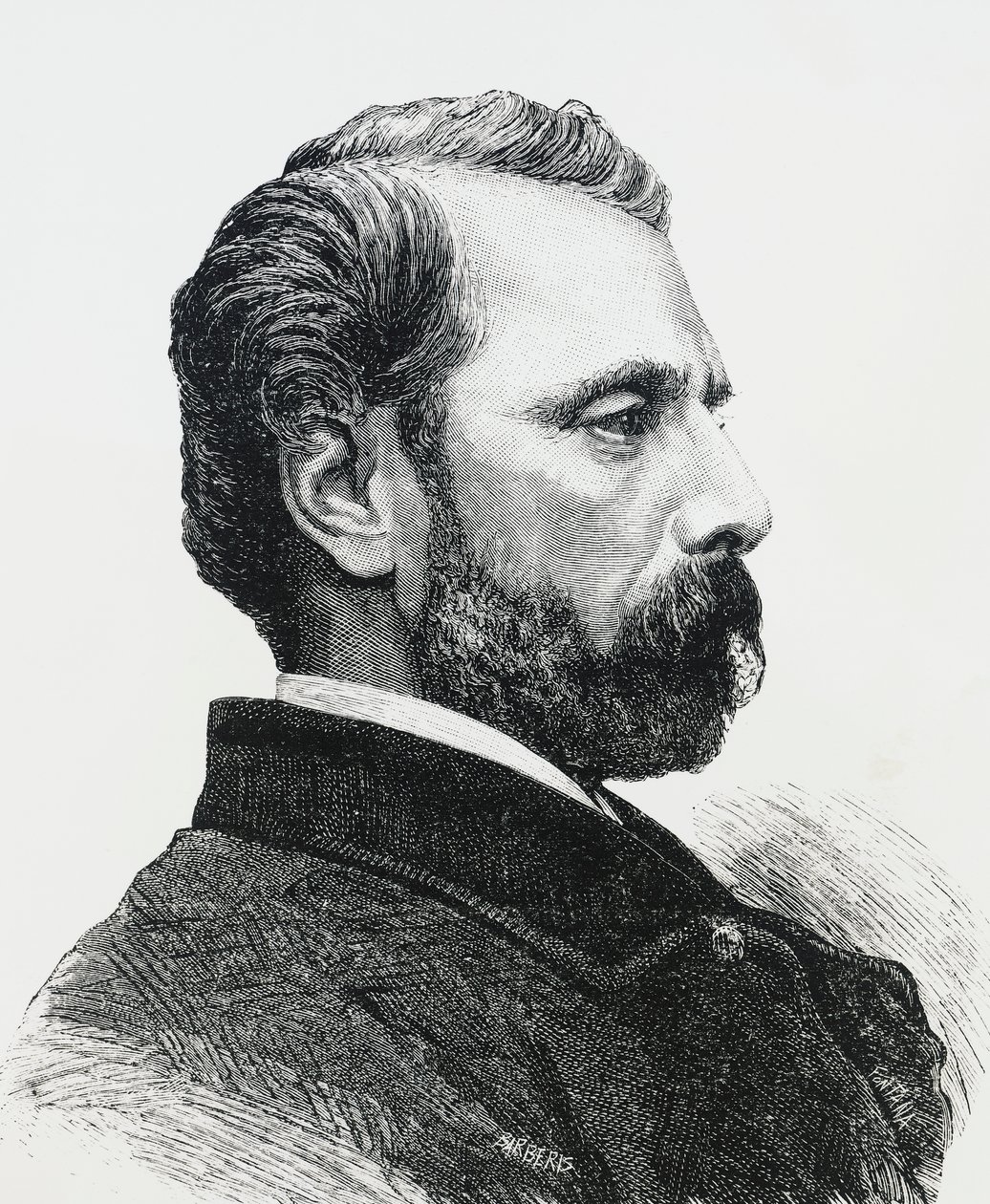 Portret van Agostino Bertani (1812-1886) in 1860, Italiaanse arts en patriot, gravure door J.B. and Brown J. Rowbotham