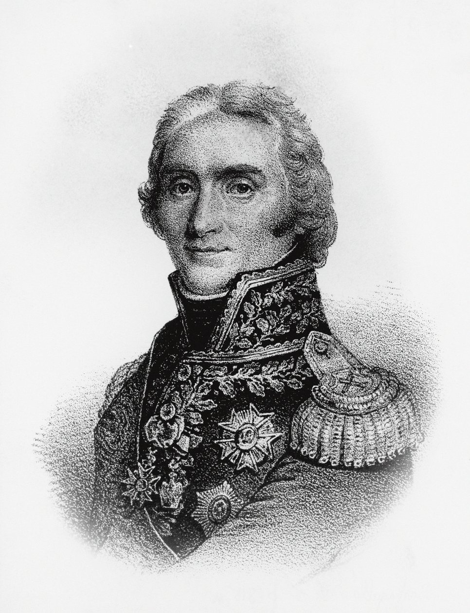 Portret van Andre Massena, hertog van Rivoli, prins van Essling, en maarschalk van het Franse Keizerrijk, gravure door J.B. and Brown J. Rowbotham
