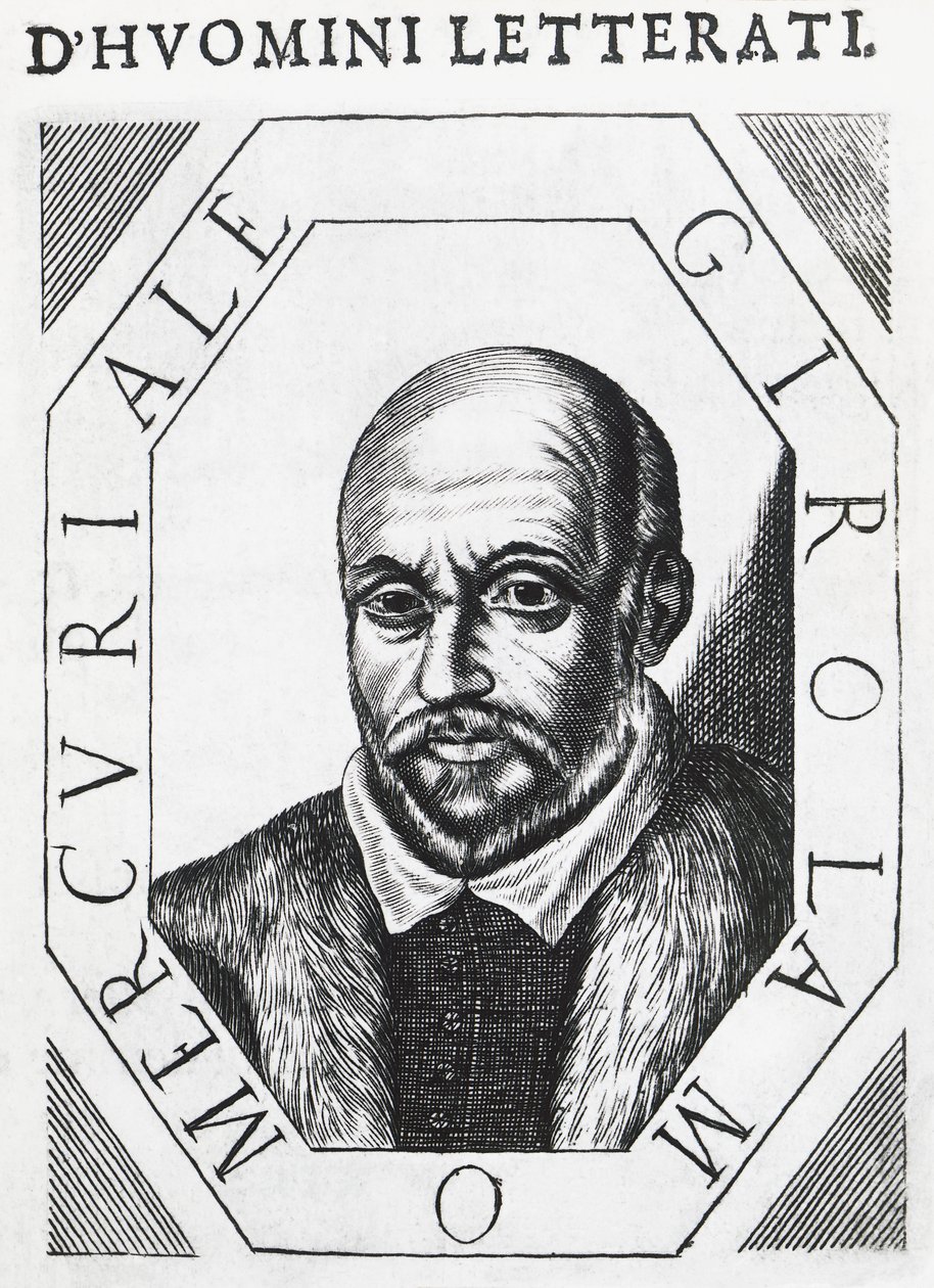 Portret van Girolamo Mercuriale (1530-1606), Italiaanse arts en filosoof, pentekening door J.B. and Brown J. Rowbotham