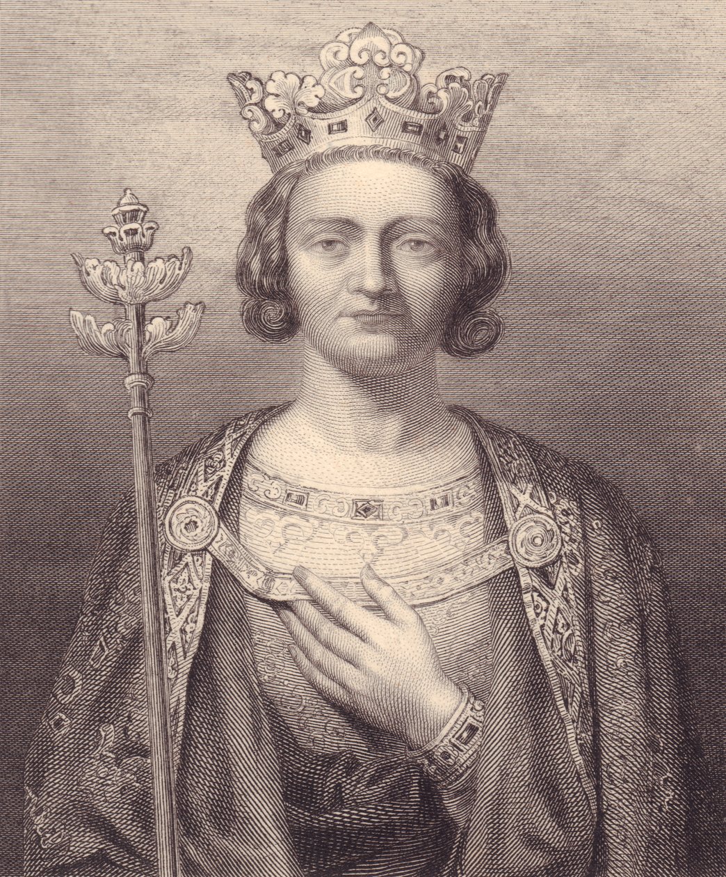 Portret van koning Filips V van Frankrijk, Tall (1293-1322), gravure, 9x7 cm, uit Galerie Historique de Versailles, Histoire de France, Charles Gavard Publisher, Parijs, circa 1840 door J.B. and Brown J. Rowbotham