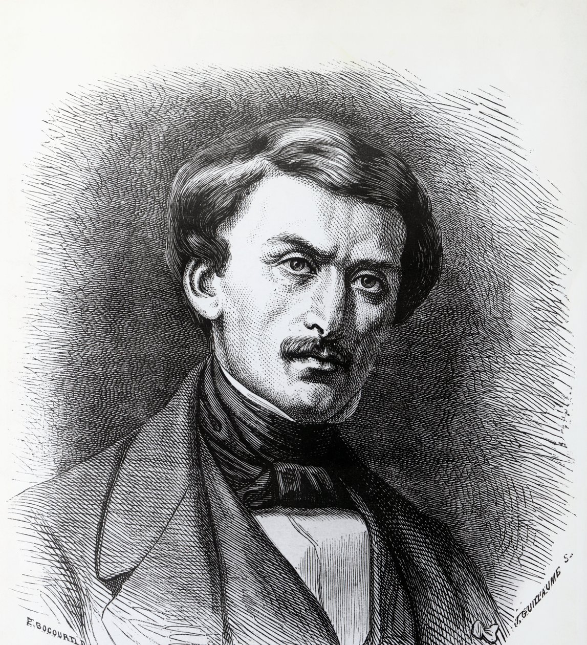 Portret van Paul-Emile Botta (1802-1870), Italiaans-Franse archeoloog, gravure Frankrijk door J.B. and Brown J. Rowbotham