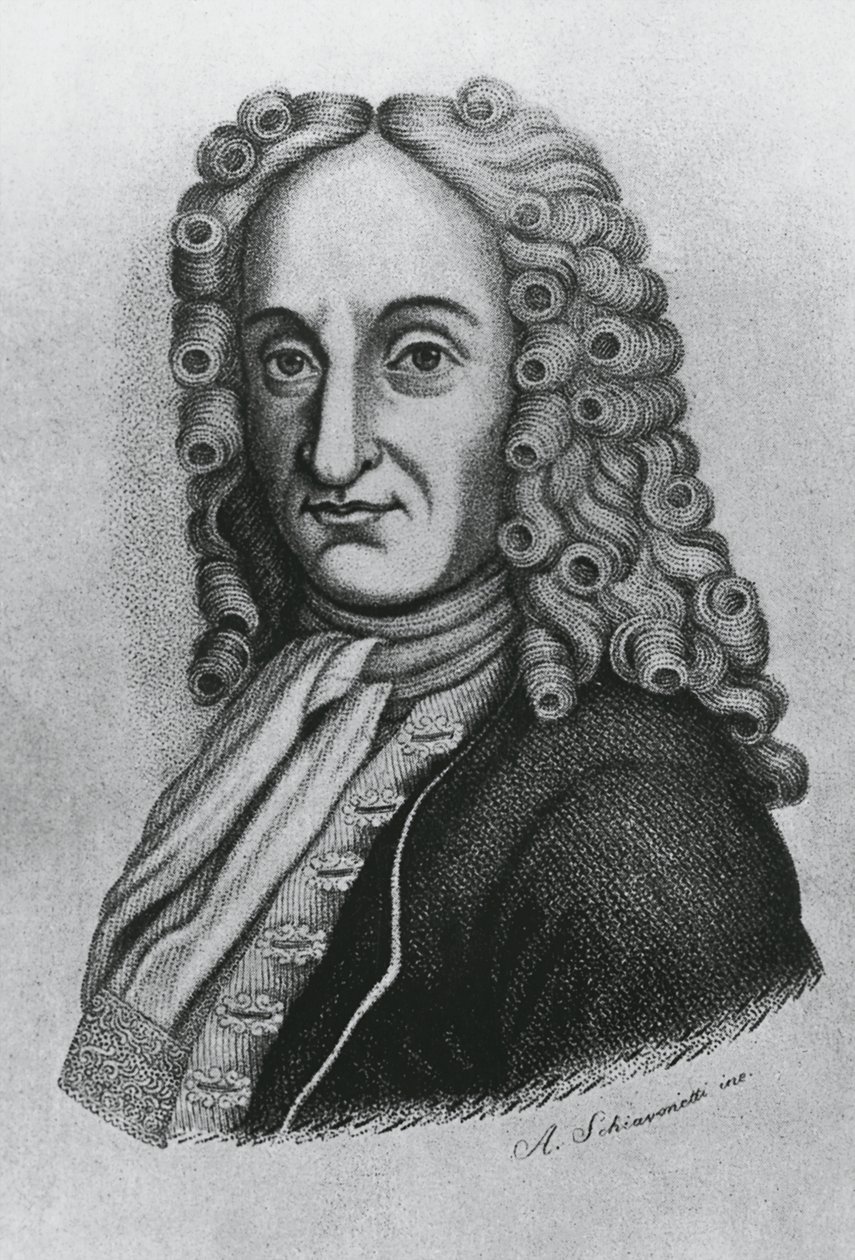 Portret van Pietro Antonio Michelotti (1673-1740), Italiaans arts en iatromathematicus, gravure door Schiavonetti door J.B. and Brown J. Rowbotham