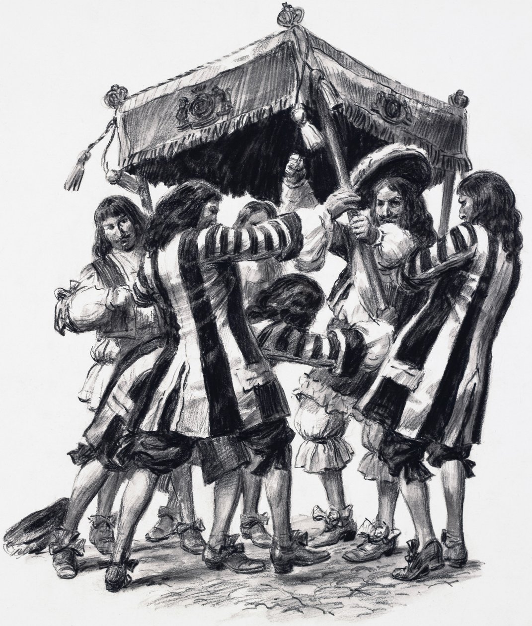 Kroning van Charles II (gouache op papier) door C.L. Doughty
