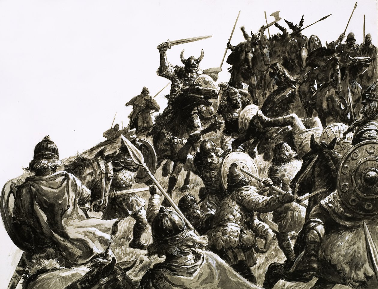 Deense Vikingen vallen de Britse troepen onder koning Alfred aan door C.L. Doughty