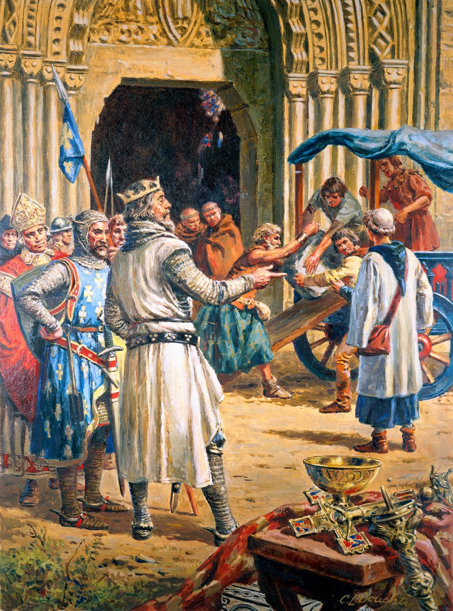 Edward I (1239-1307) De hamer van de Schotten (gouache op papier) door C.L. Doughty