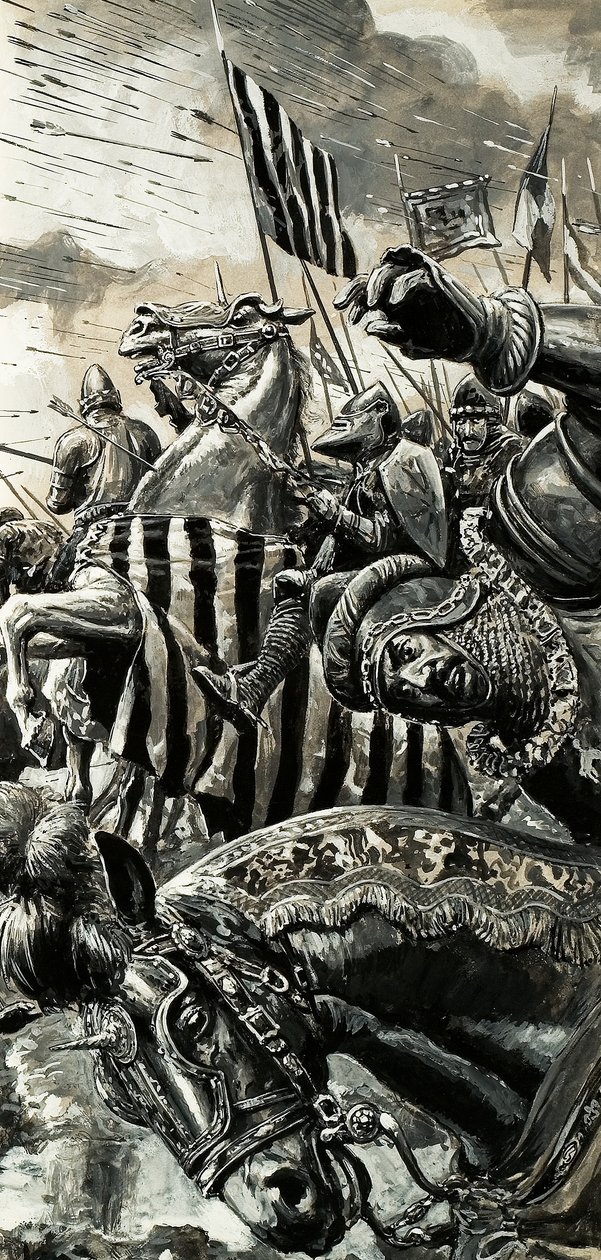 Fransen onder vuur tijdens de slag van Agincourt door C.L. Doughty