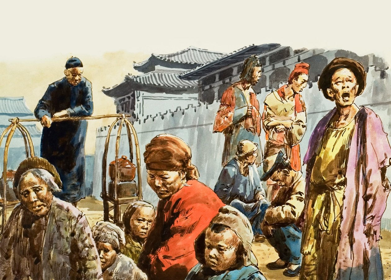 Ellende besluipt het land van China (gouache op papier) door C.L. Doughty