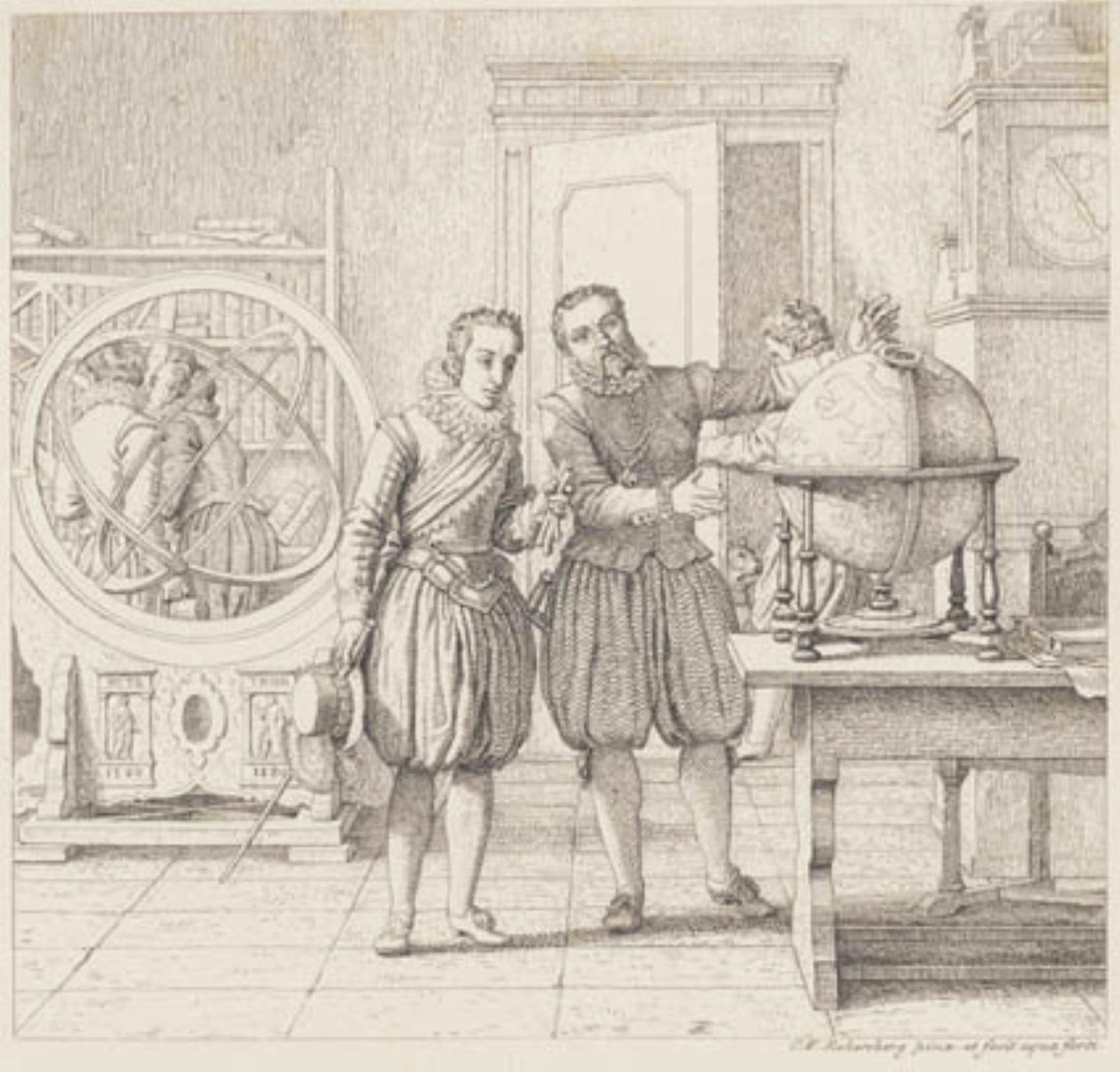 Christian IV bezoekt Tycho Brahe in Uranienborg door Christoffer Wilhelm Eckersberg