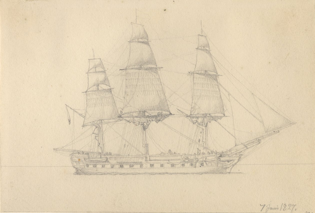 Een fregat door Christoffer Wilhelm Eckersberg