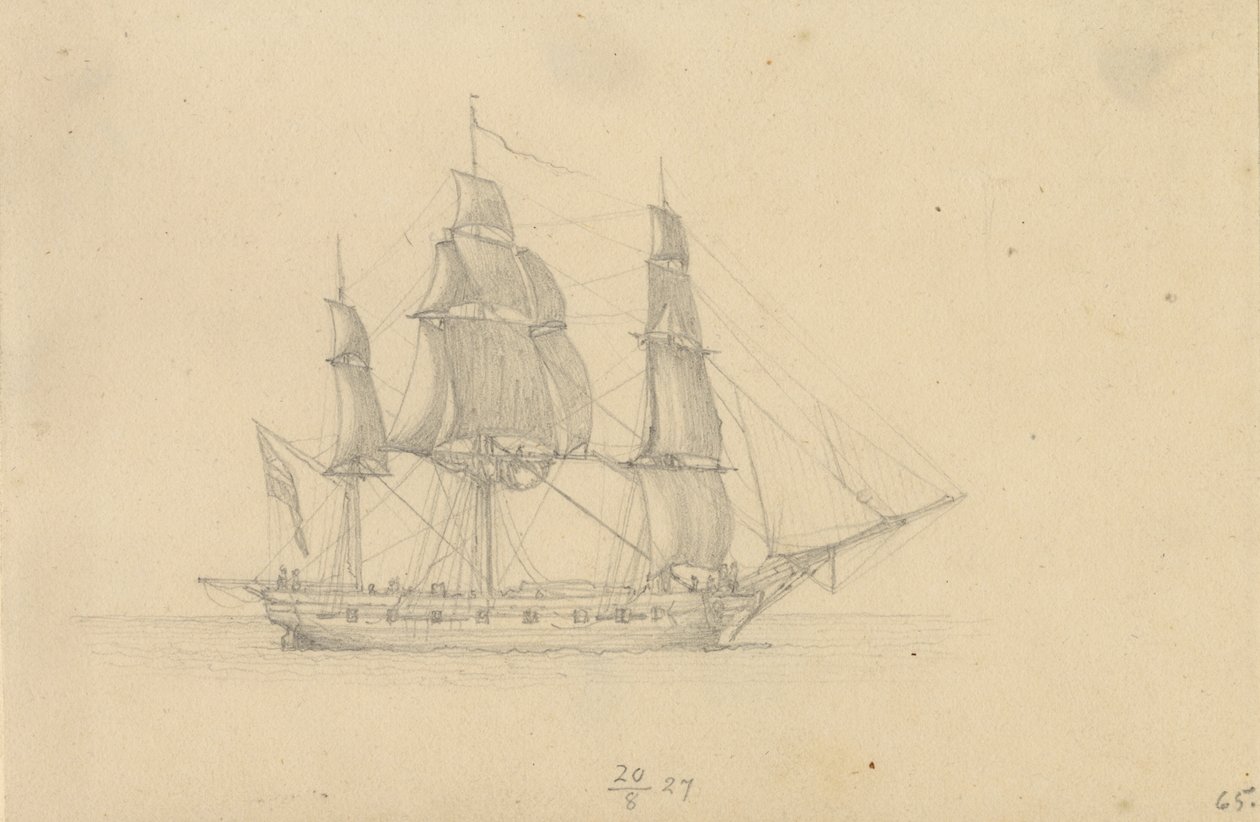 Een korvet door Christoffer Wilhelm Eckersberg