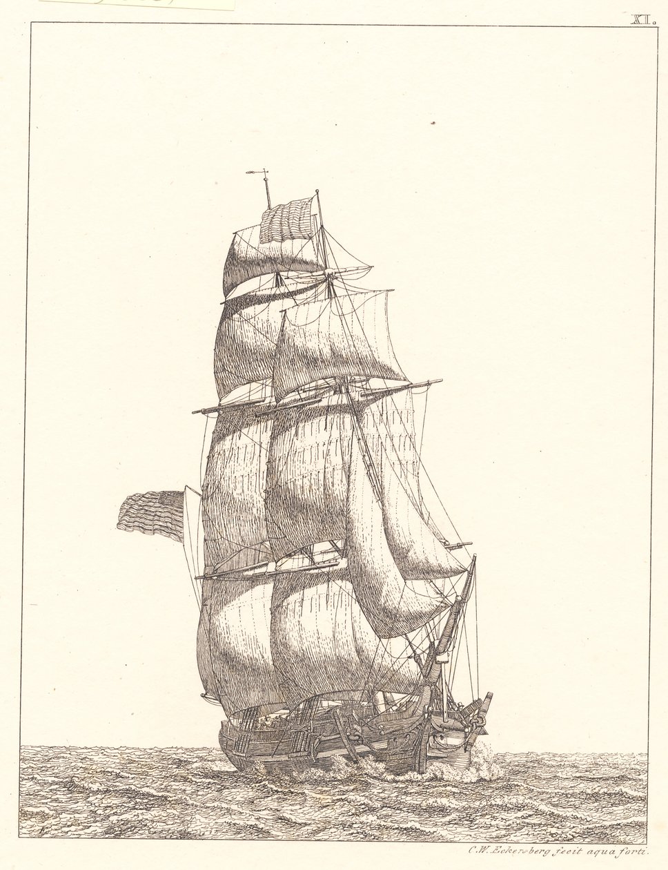 Een Noord-Amerikaanse brik door Christoffer Wilhelm Eckersberg
