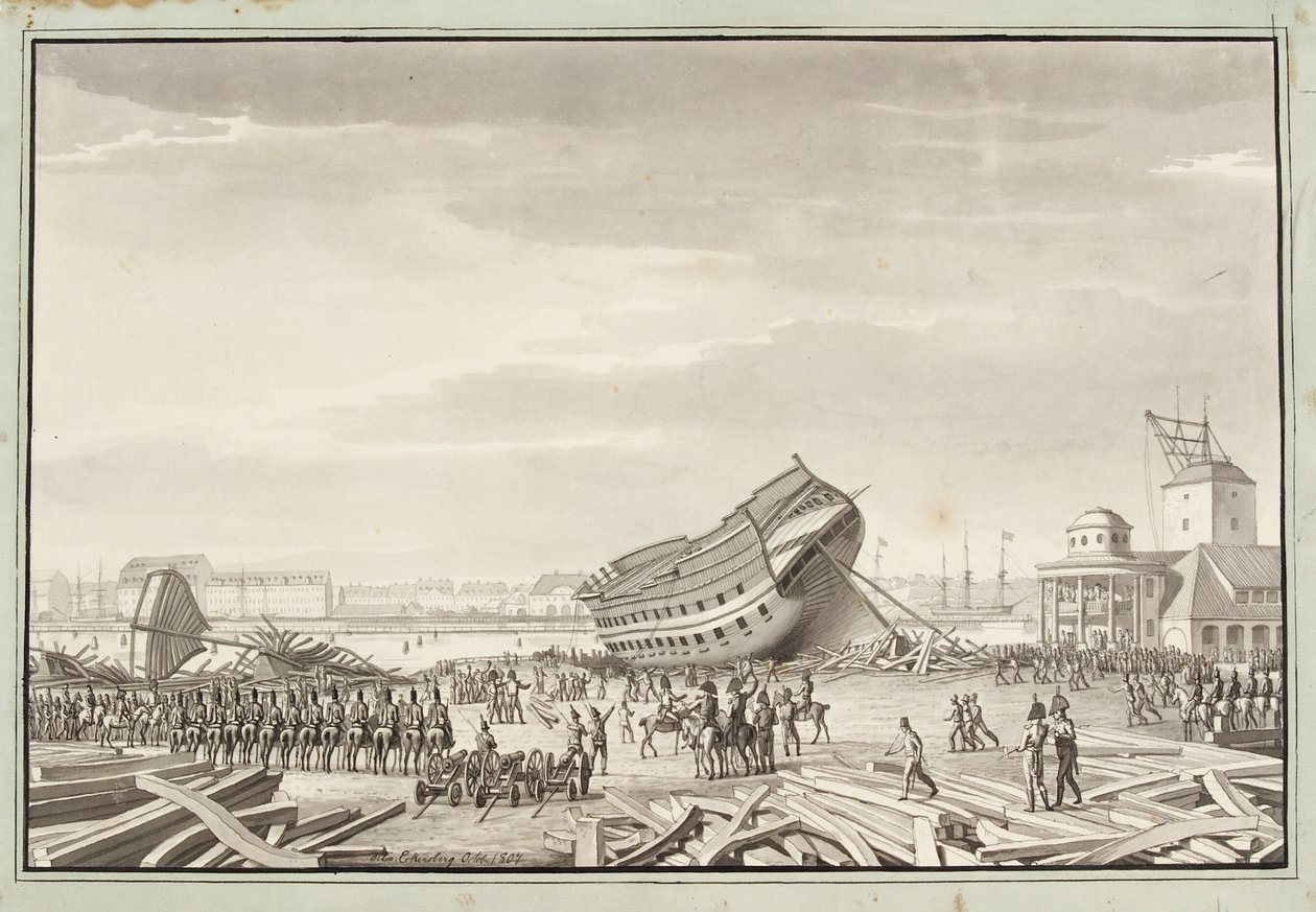De laatste daad van de Engelsen in Kopenhagen door Christoffer Wilhelm Eckersberg