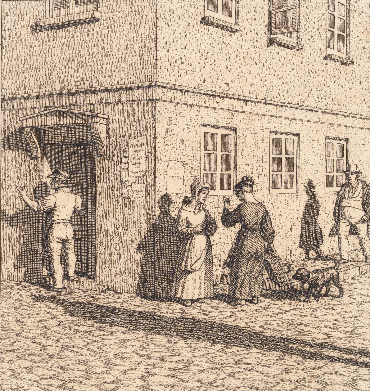 Een straathoek. Illustratie voor "Linearperspectiven", Plaat VII door Christoffer Wilhelm Eckersberg