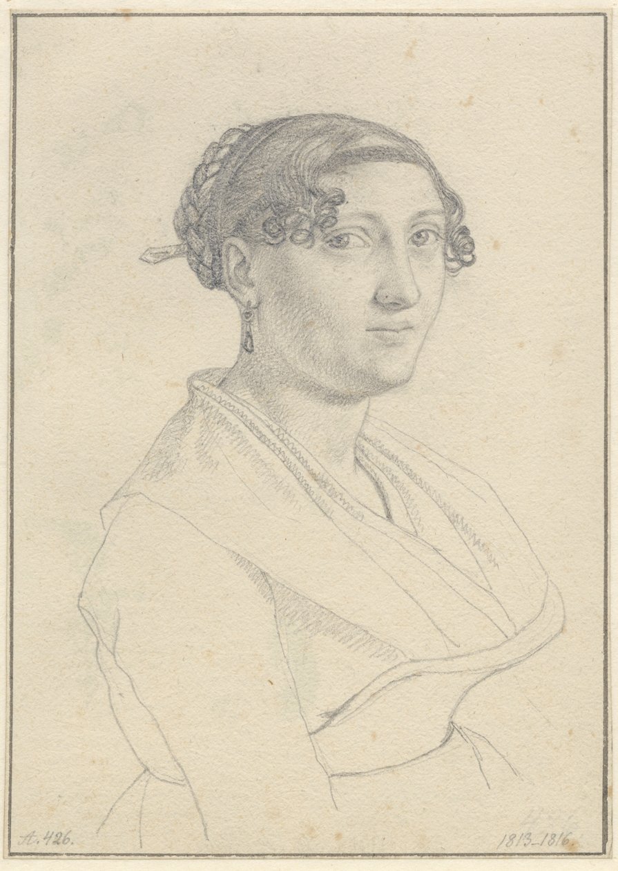 Portret van een Romeinse vrouw, en face naar rechts door Christoffer Wilhelm Eckersberg
