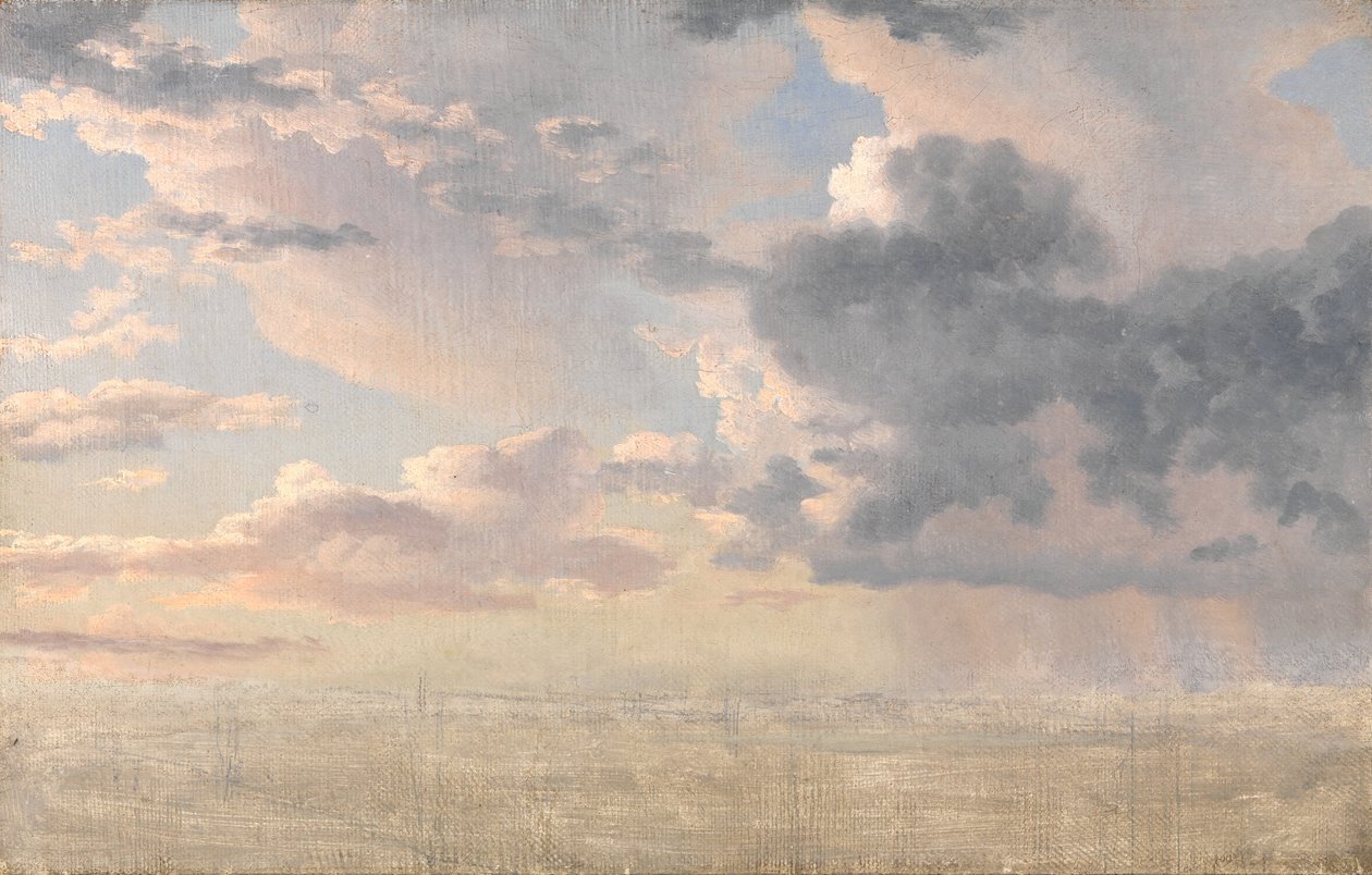 Studie van wolken boven de Sont door Christoffer Wilhelm Eckersberg