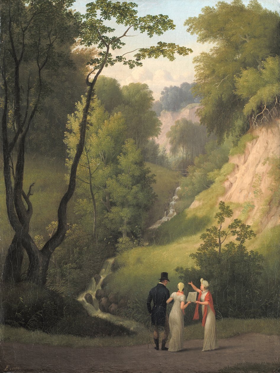 De Duivelskloof bij Liselund Manor. Het eiland Møn door Christoffer Wilhelm Eckersberg