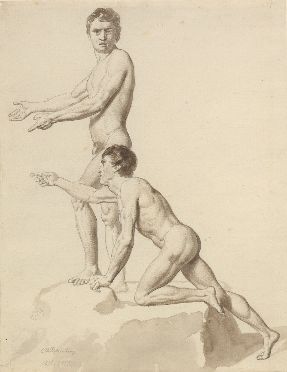 Twee Israëlieten op een rotsblok door Christoffer Wilhelm Eckersberg