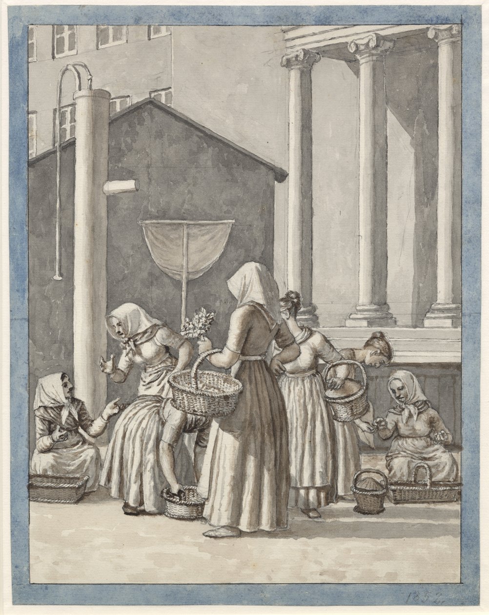 Marktvrouwen in Kopenhagen door Christoffer Wilhelm Eckersberg