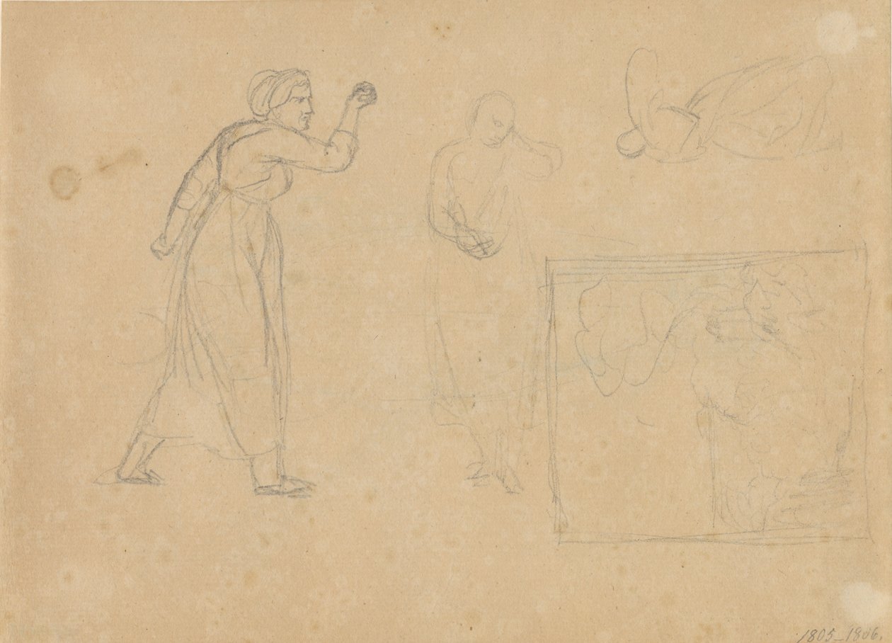 Schets voor Het verhaal van een gevallen meisje, blad 1 door Christoffer Wilhelm Eckersberg
