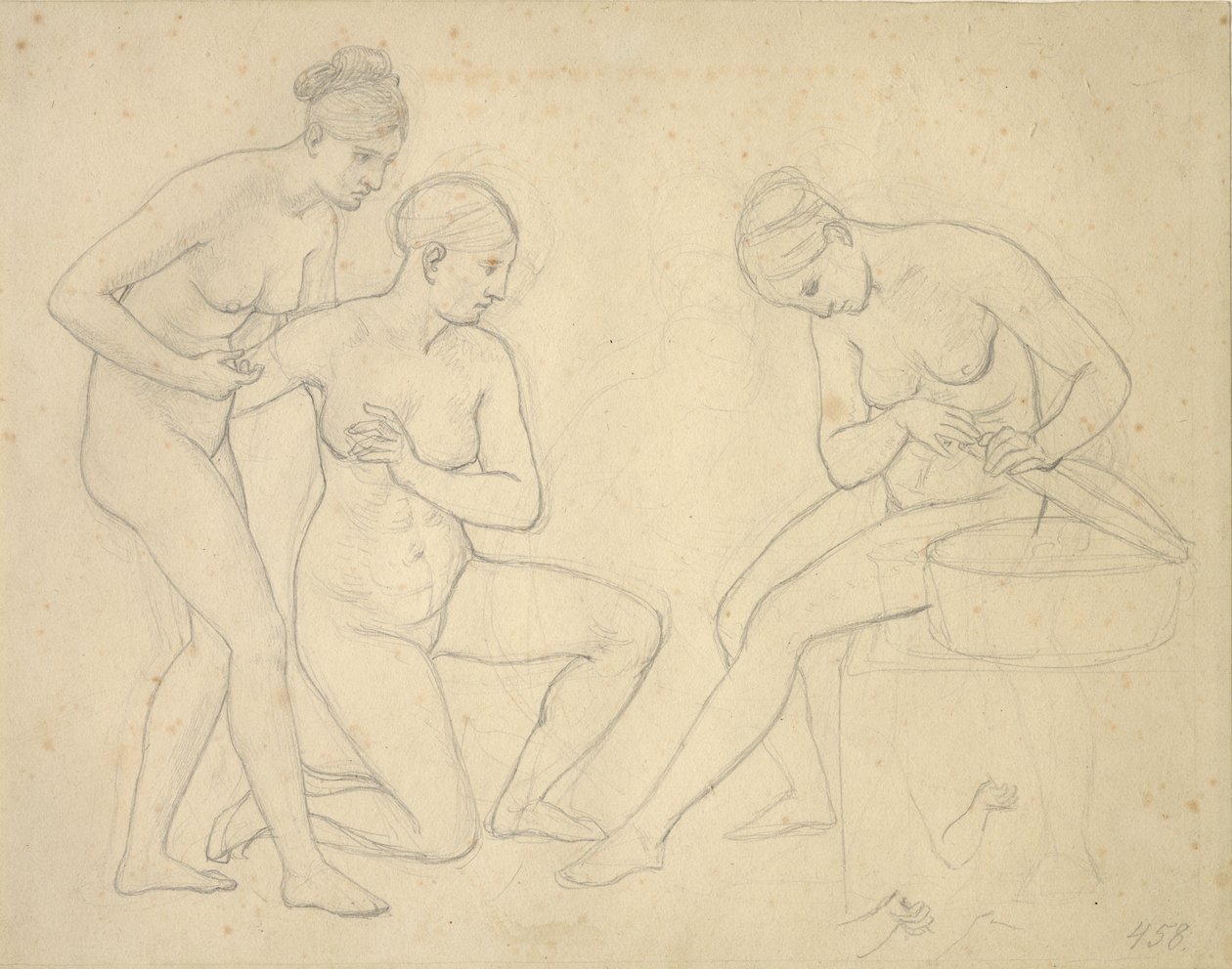 Schets voor het schilderij van de dochters van Cekrops door Christoffer Wilhelm Eckersberg