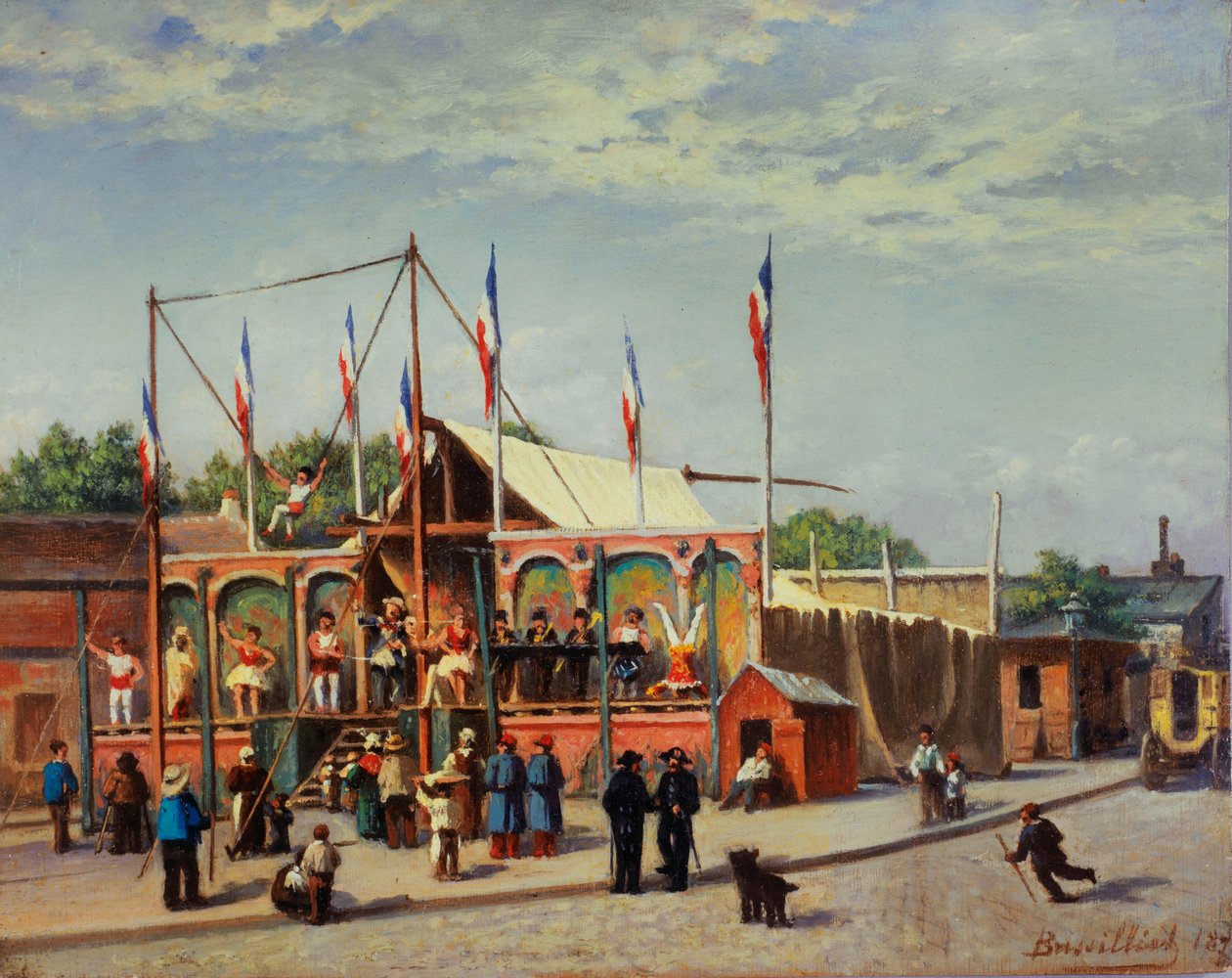 De tent van worstelaar Dubois, boulevard de la Villette door C. Bussilliet