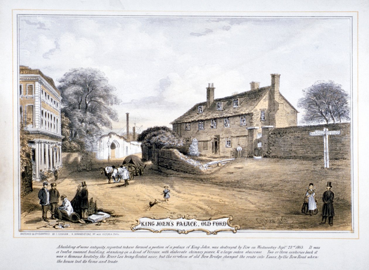 Uitzicht op het paleis van koning Jan, Old Ford, Poplar, Londen, ca. 1863 door C Coghlan