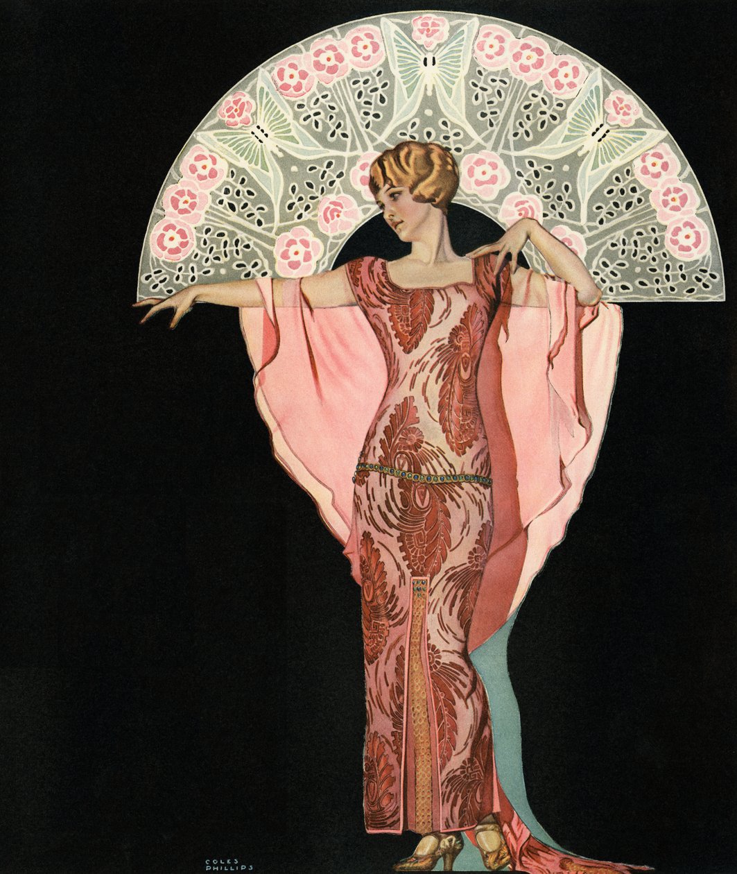 Art Deco Schoonheid met een Waaier door Coles Phillips door C. Coles Phillips