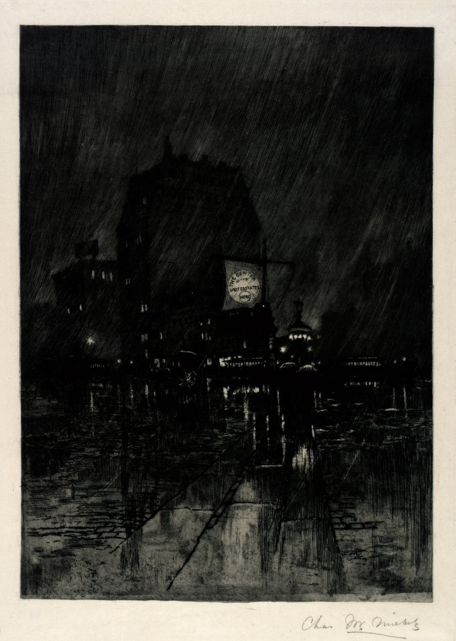 Regenachtige nacht, Madison Square door C. F. William Mielatz