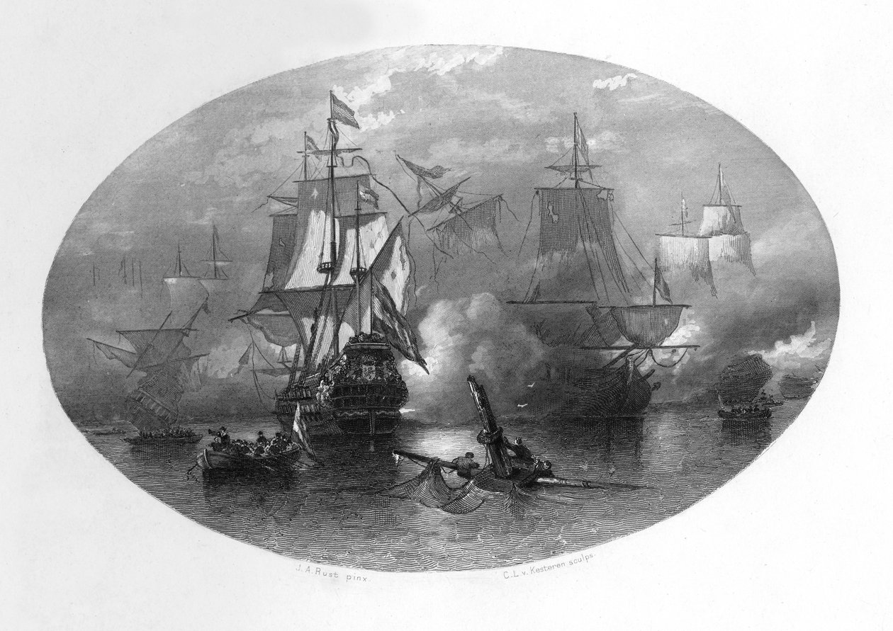 De zeeslag bij Sole Bay, 1672, ca. 1870 door Domenico del Barbiere