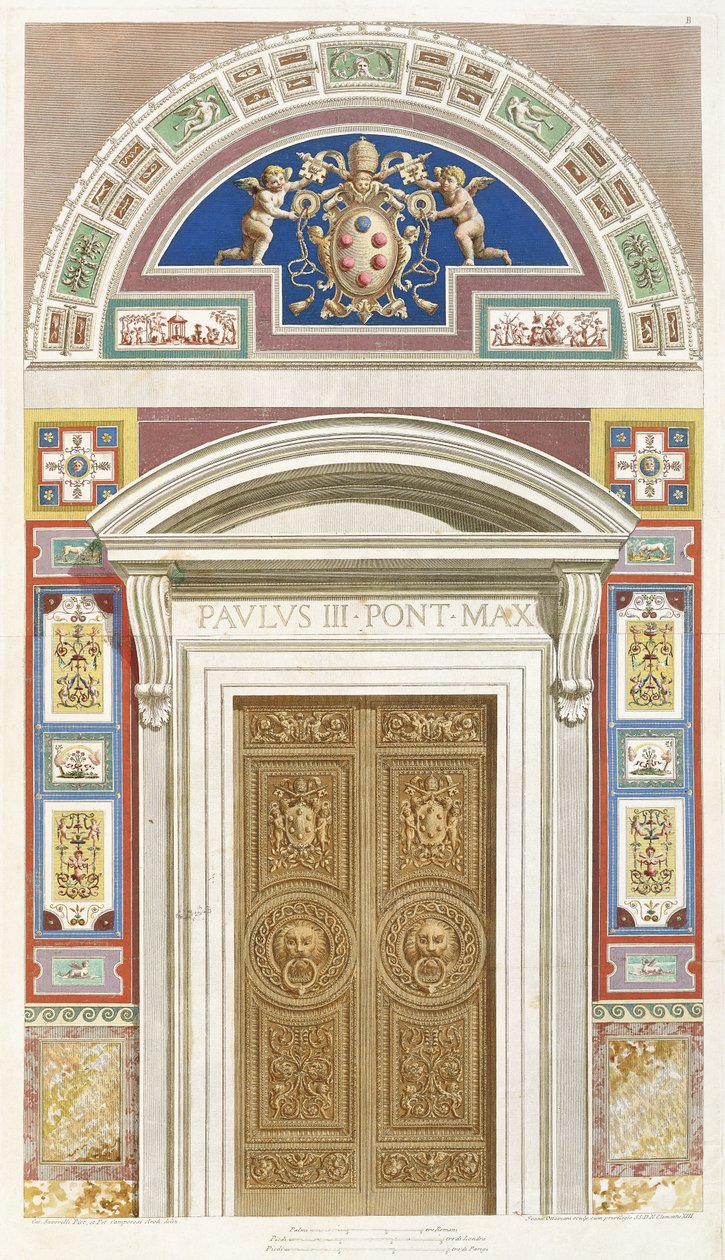 Deur naar de Loggia van Raphael in het Vaticaan, 1772 door C. Savorelli