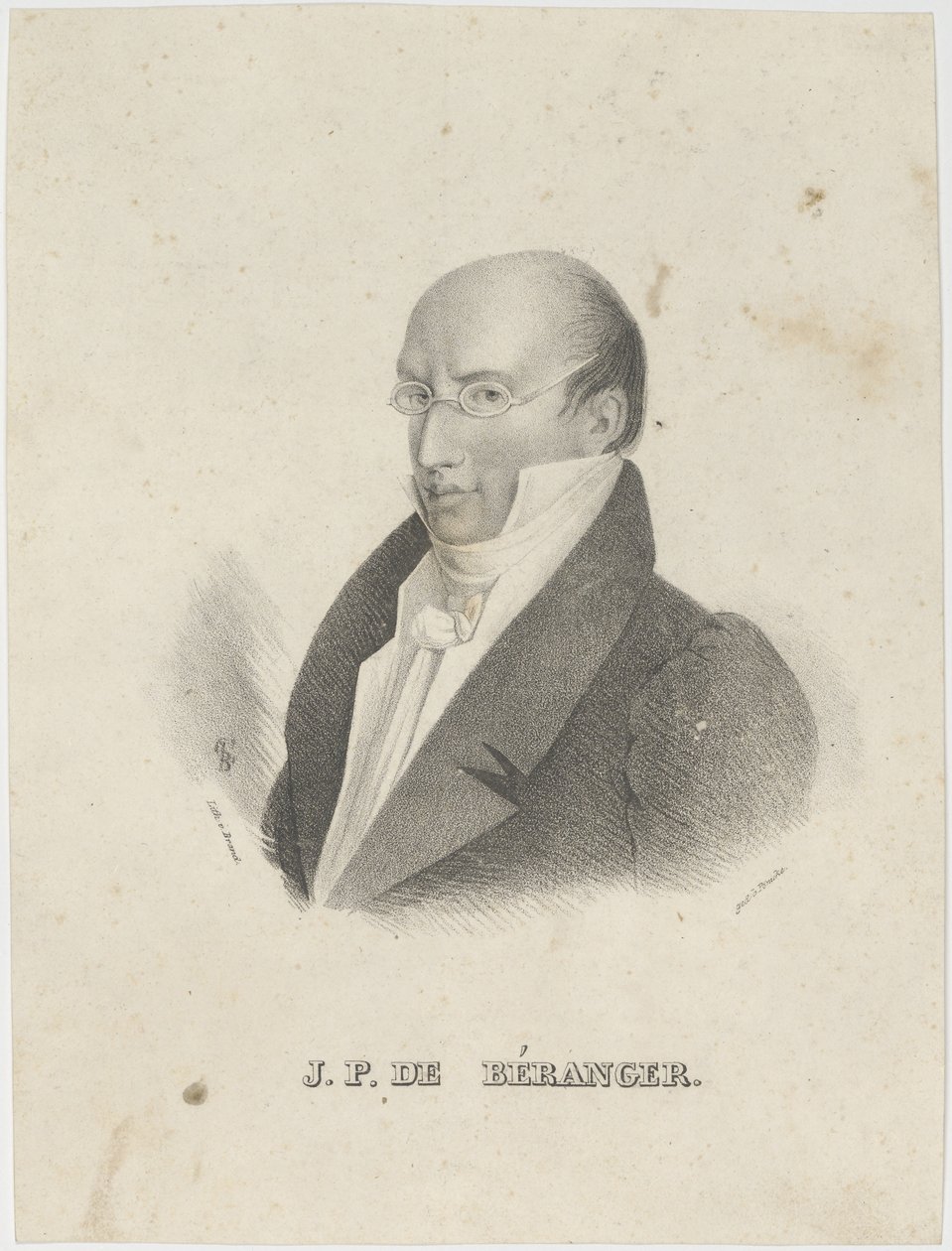 Portret van Pierre-Jean de Béranger door Cäcilie Brandt