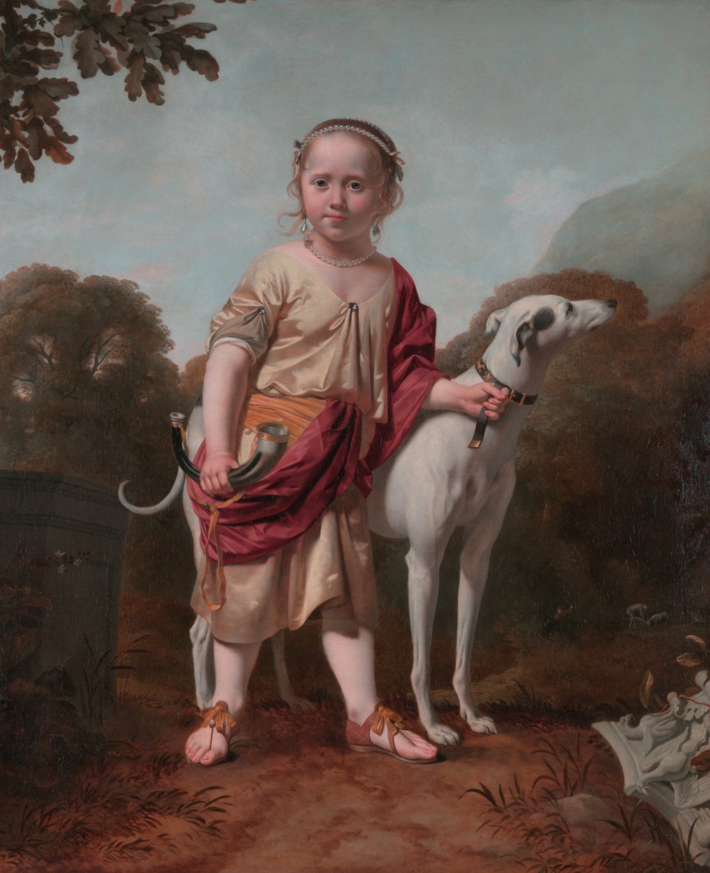 Portret van een meisje als jageres, door Caesar van Everdingen door Caesar van Everdingen