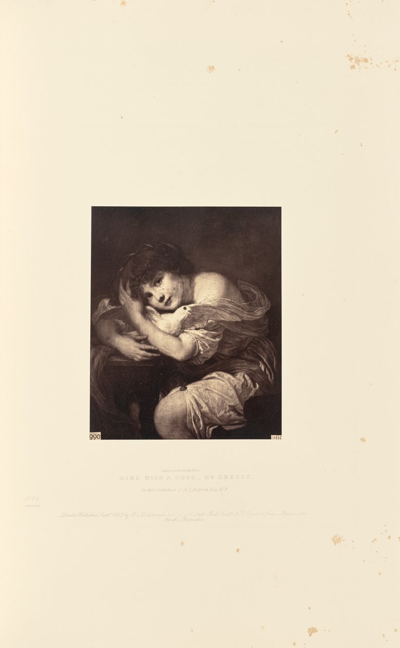 Meisje met de duif, door Greuze door Caldesi and Montecchi