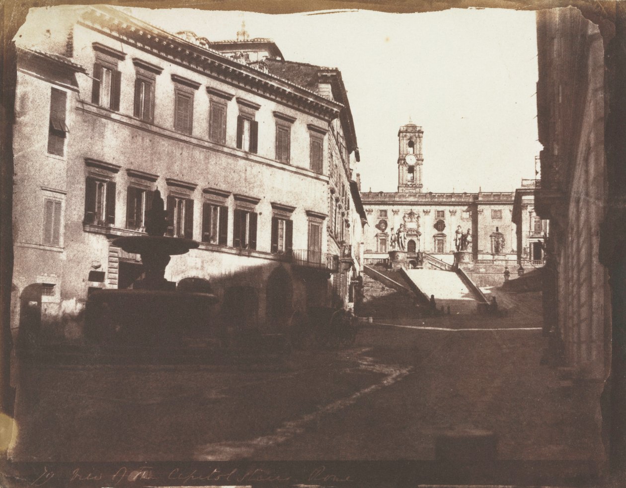 Uitzicht op de Capitol-trappen, Rome, 1846 door Calvert Richard Jones