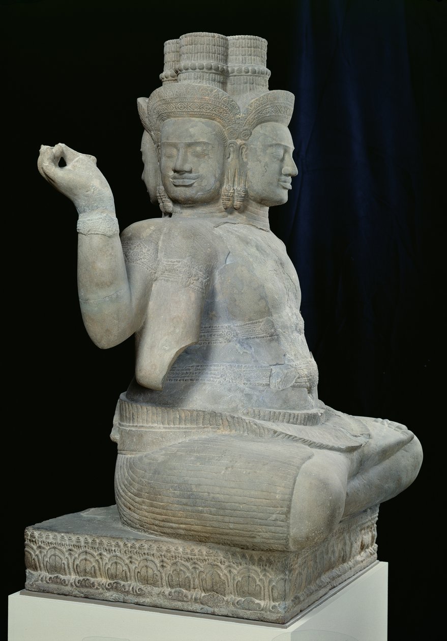 Beeld van Brahma met vier gezichten, uit Batambang, Cambodja, Koh Ker-stijl, midden 10e eeuw door Cambodian School