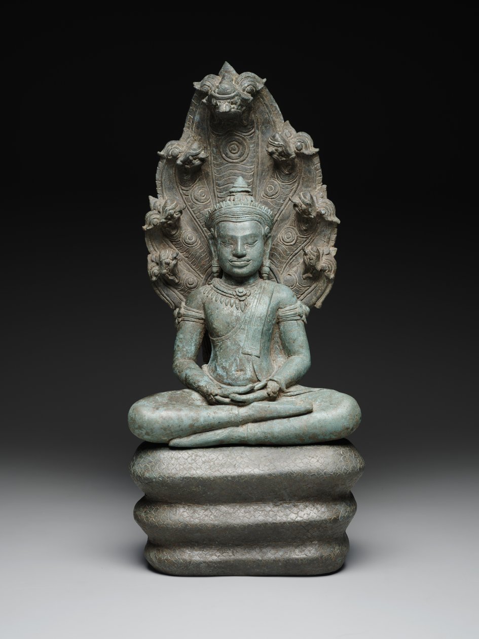 Boeddha Muchalinda, laat 12e-begin 13e eeuw (koperlegering) door Cambodian Cambodian