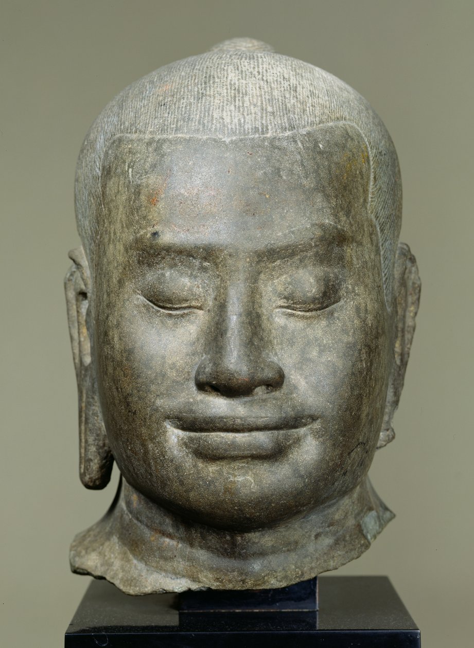 Hoofd van koning Jayavarman VII door Cambodian School