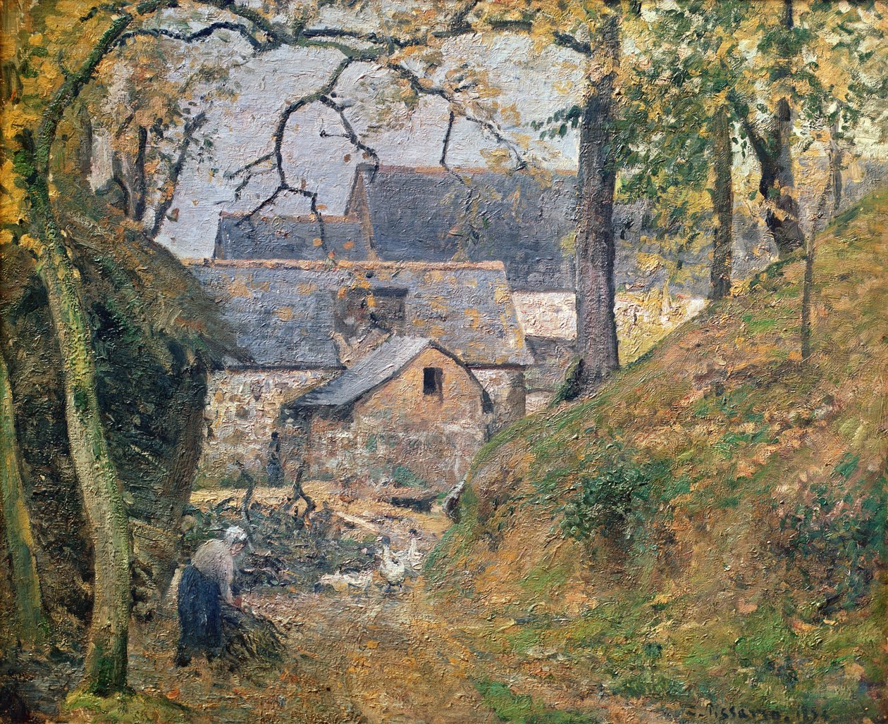 Een Boerderij in Montfoucault, 1894 door Camille Jacob Pissarro