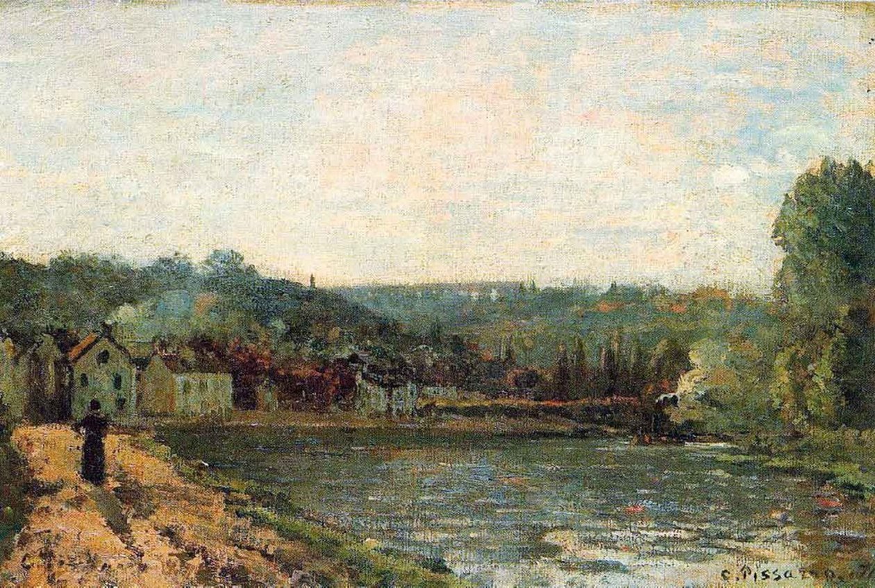 Oevers van de Seine in Bougival door Camille Jacob Pissarro