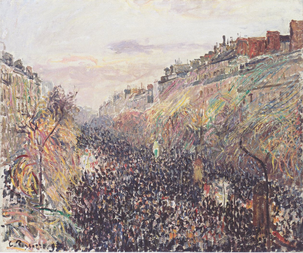 De Boulevard Montmartre, Vastenavond, bij zonsondergang door Camille Jacob Pissarro