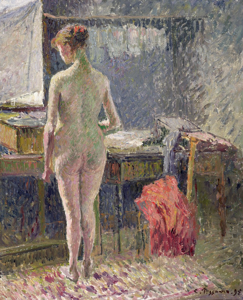 Vrouwelijk naakt van achteren gezien, 1895 door Camille Jacob Pissarro