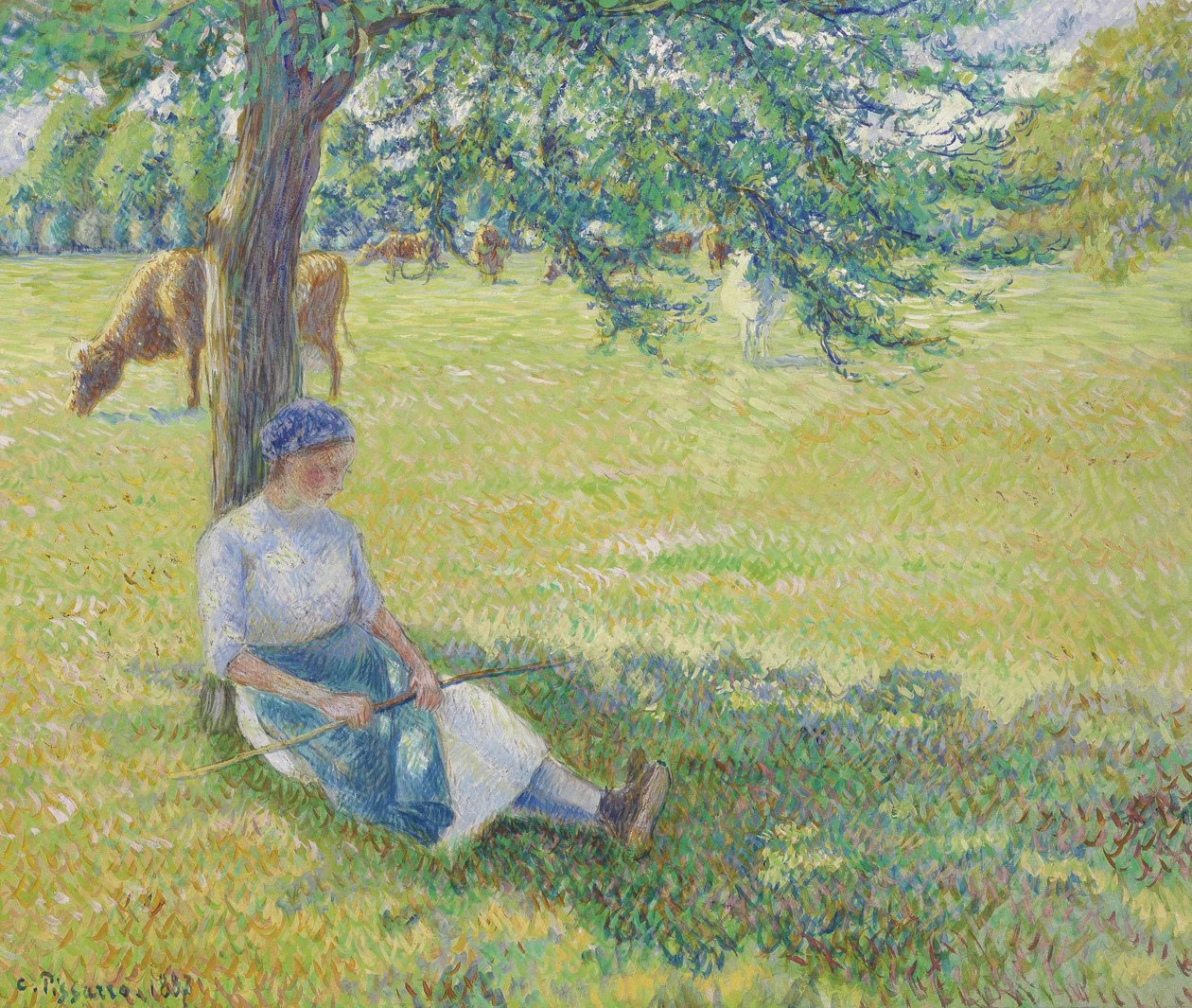 Koeienhoedster, Eragny door Camille Jacob Pissarro