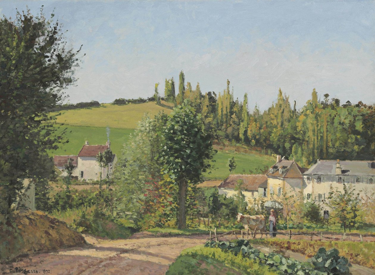Dorp in de omgeving van Pontoise door Camille Jacob Pissarro