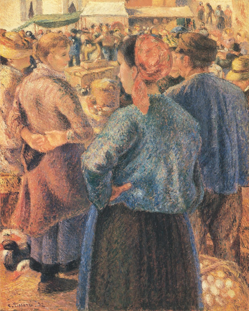 De pluimveemarkt, Pontoise door Camille Jacob Pissarro
