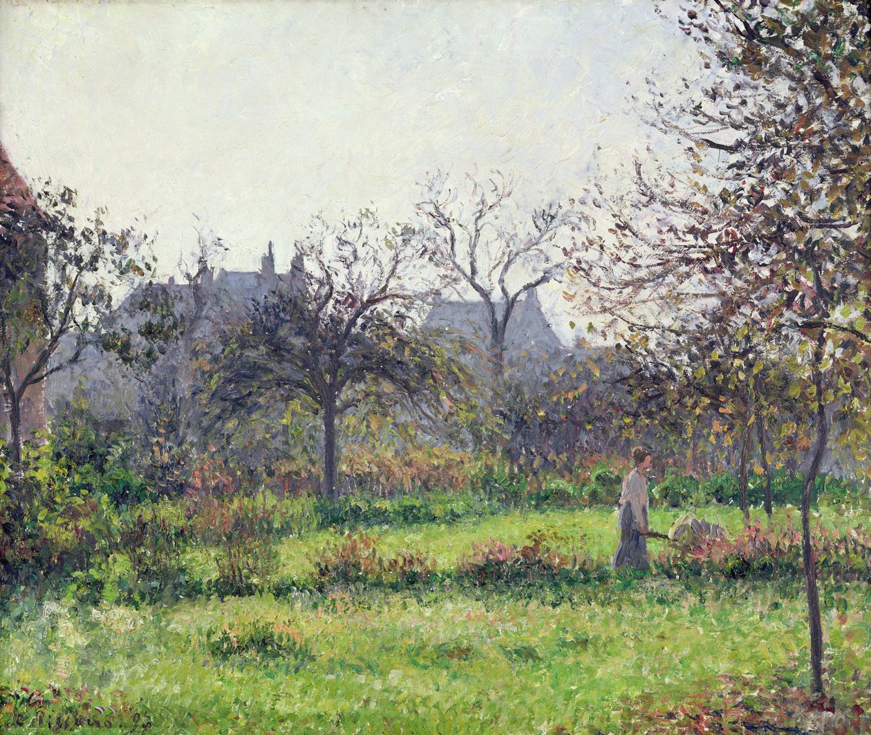 Ochtendlucht, herfst, Eragny door Camille Jacob Pissarro