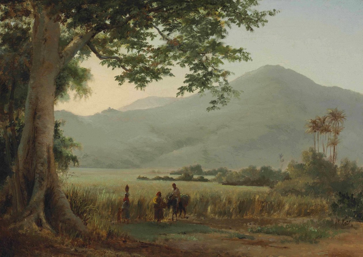 Personages die Discussiëren aan de Rand van een Pad door Camille Jacob Pissarro