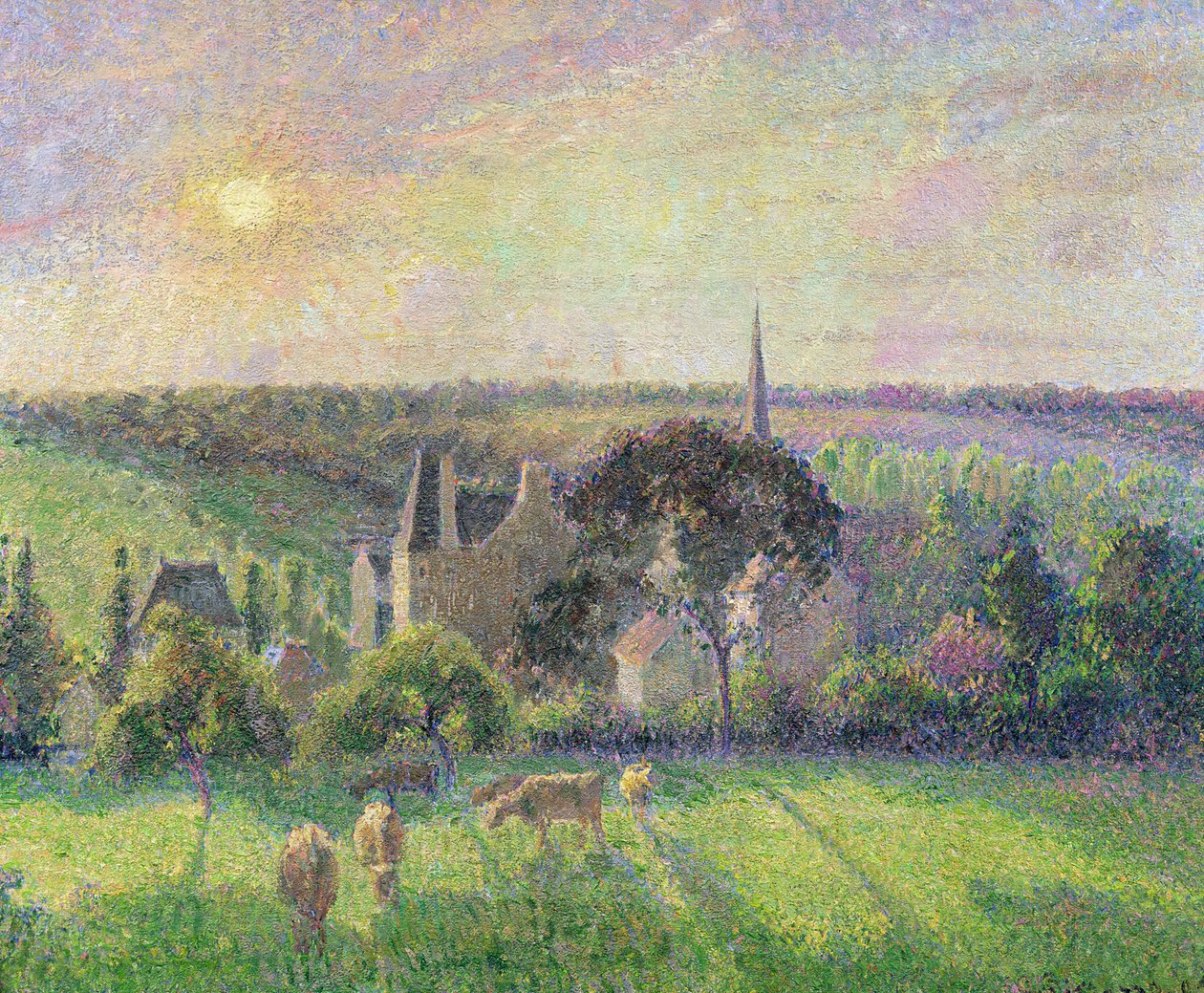 De Kerk en Boerderij van Eragny, 1895 door Camille Jacob Pissarro