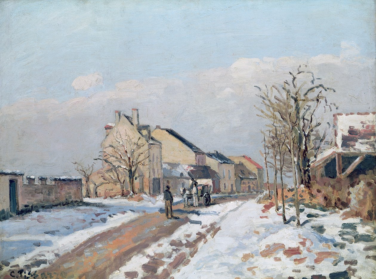 De Weg van Gisors naar Pontoise, Sneeuweffect, 1872 door Camille Jacob Pissarro