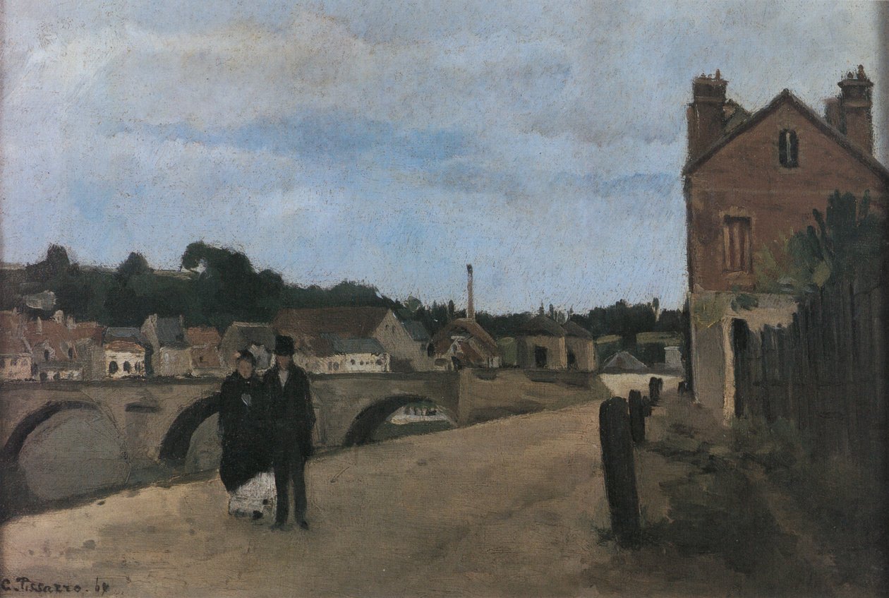 Uitzicht op Pontoise, Quai du Pothuis door Camille Jacob Pissarro